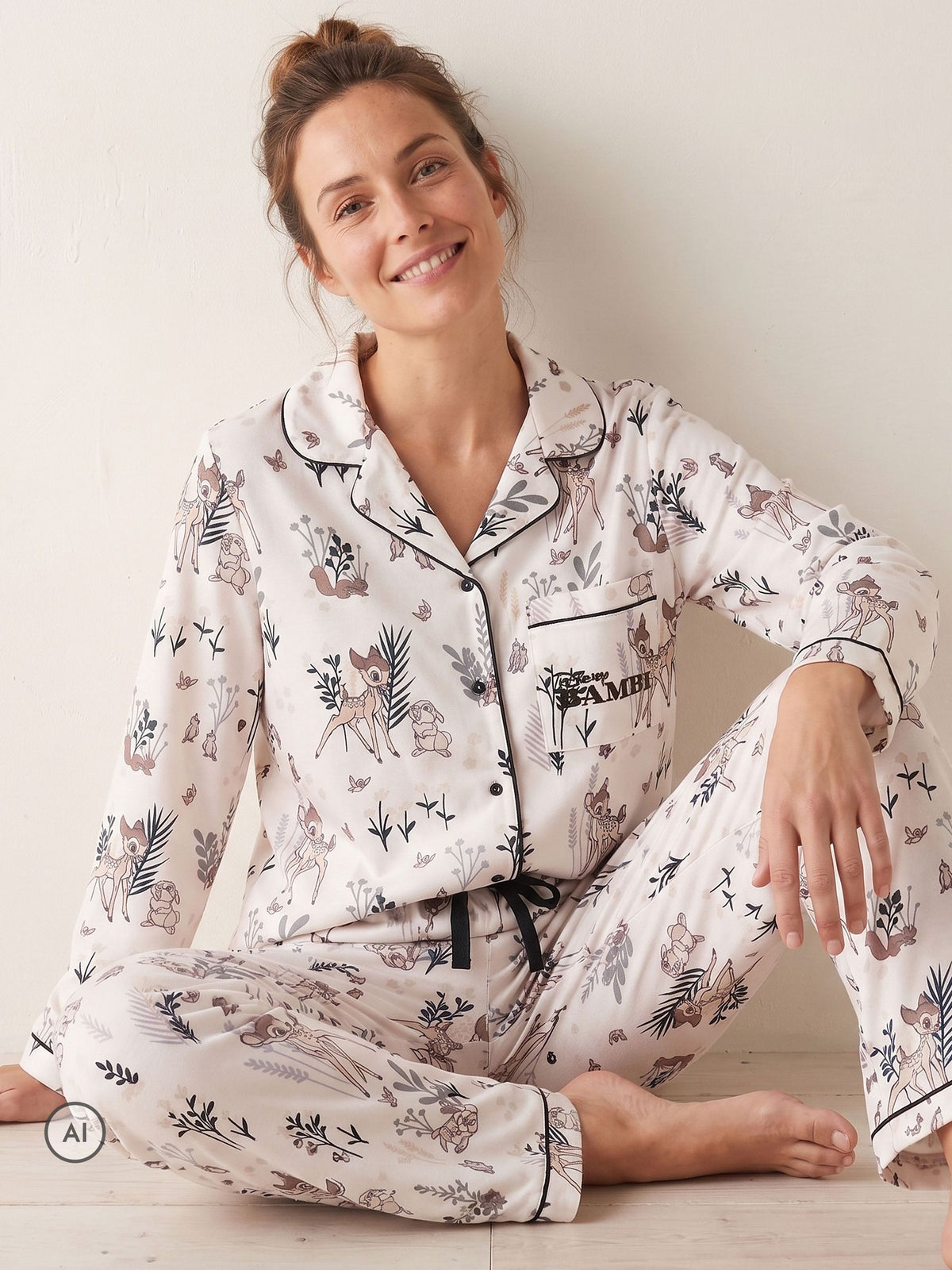 Character White Disney Bambi Button-Up Pyjama Set - image 4