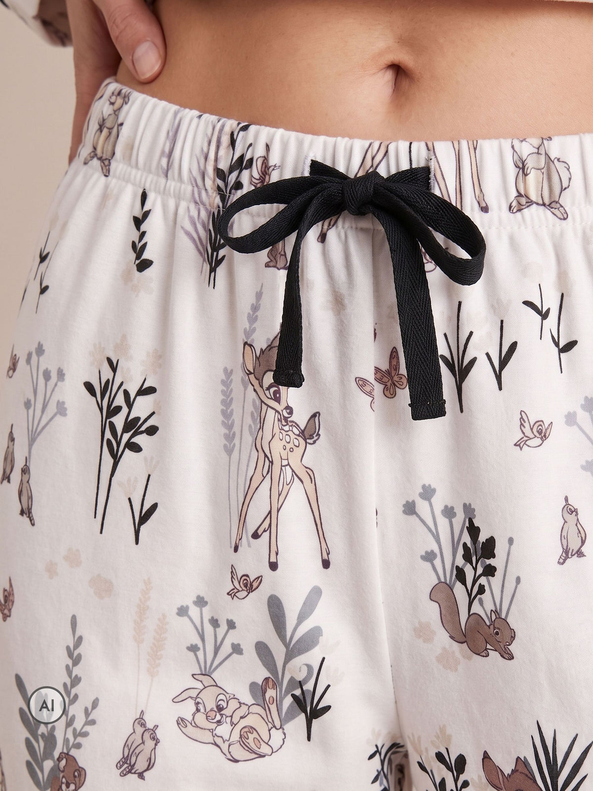 Character White Disney Bambi Button-Up Pyjama Set - image 5