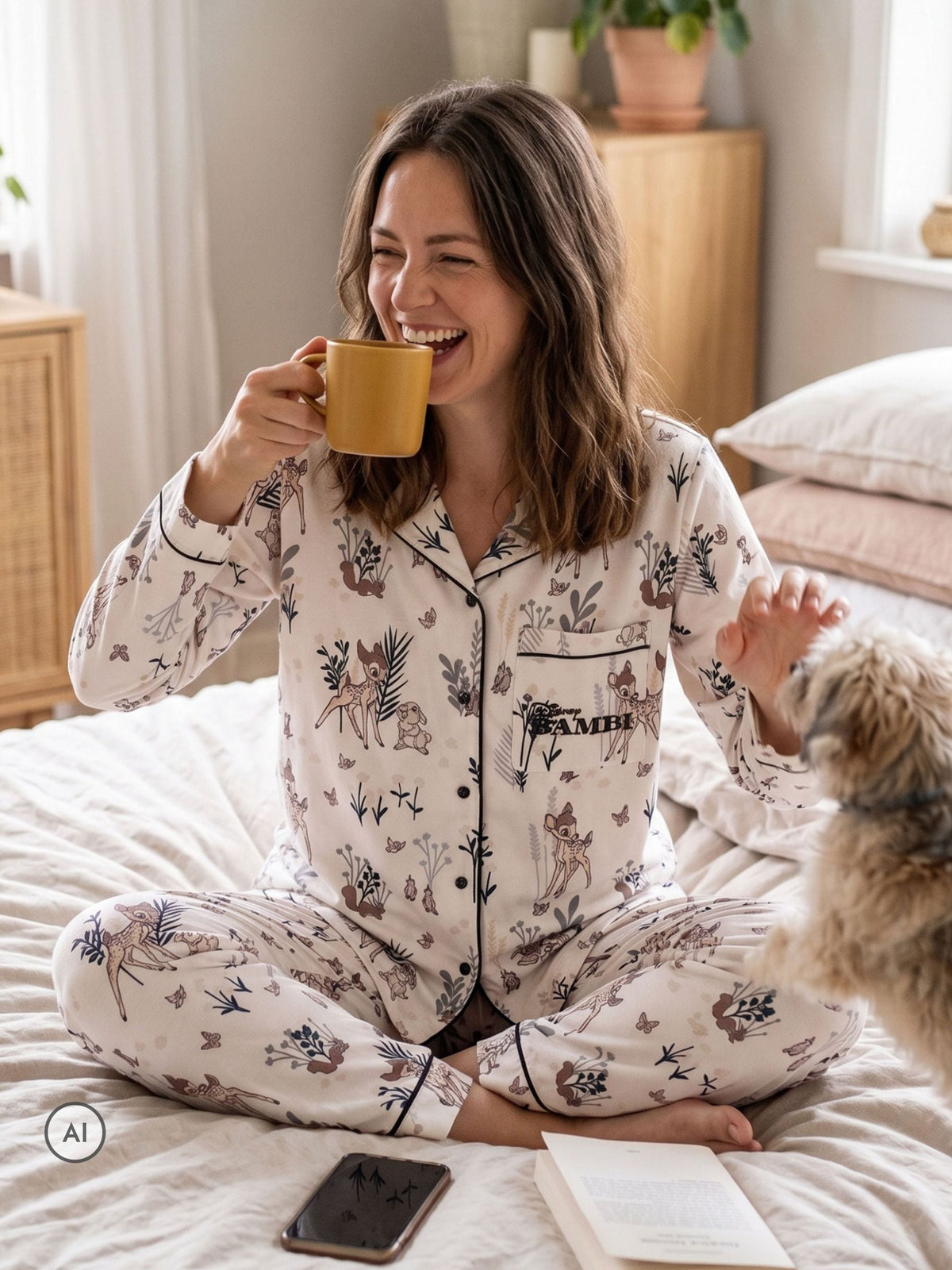 Character White Disney Bambi Button-Up Pyjama Set - image 6
