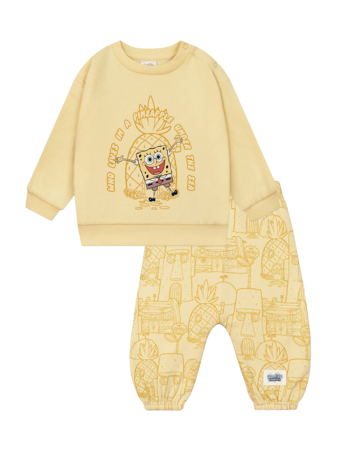 Character Yellow Sponge Bob Square Outfit Sweat Top & Joggers Set - image 1