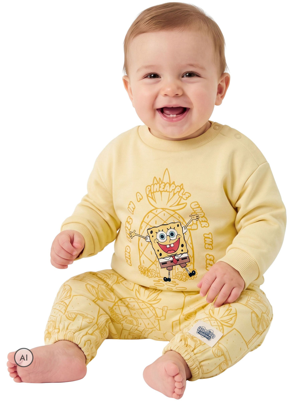Character Yellow Sponge Bob Square Outfit Sweat Top & Joggers Set - image 2