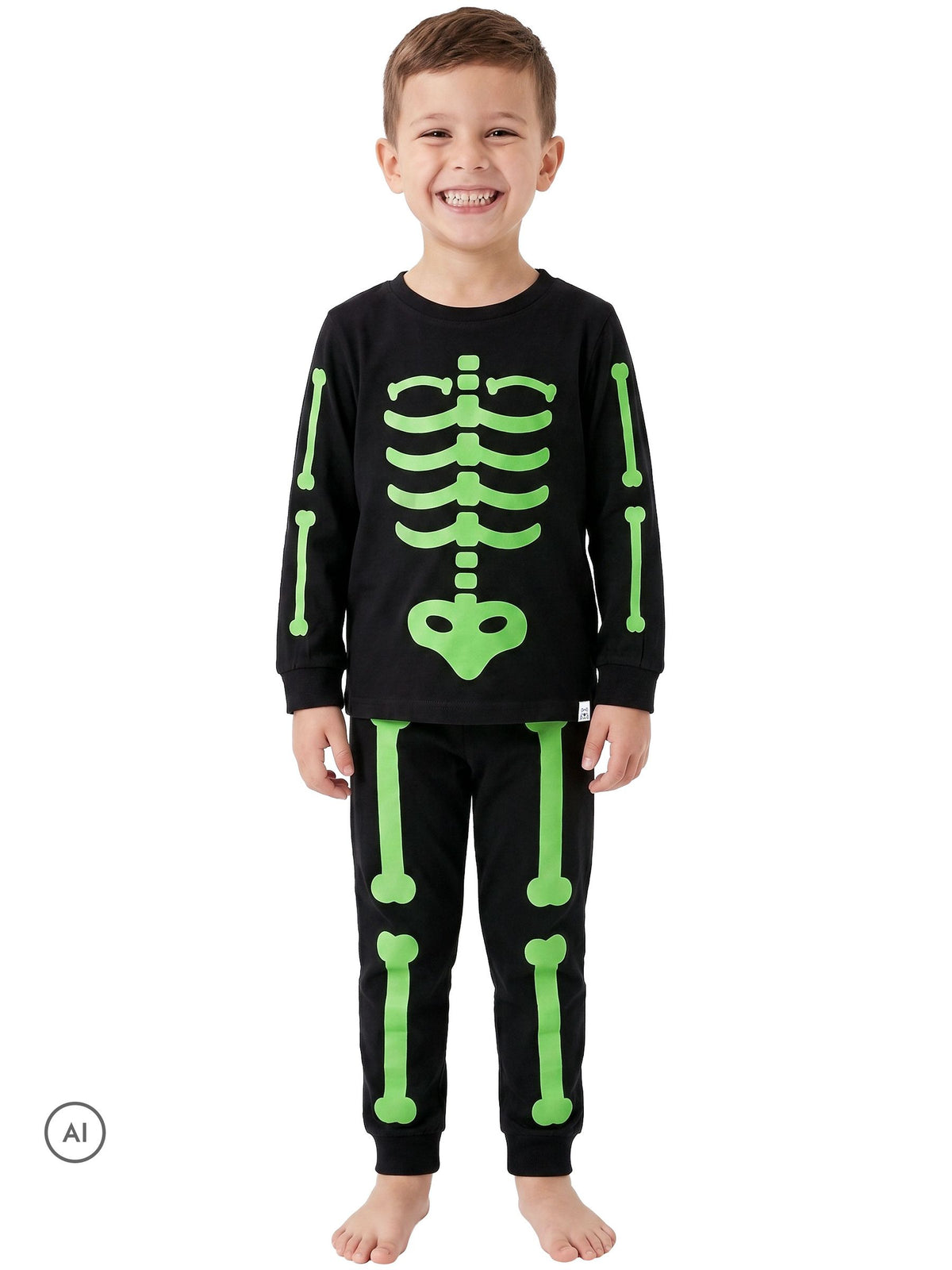 Harry Bear Black Glow In The Dark Pyjamas Skeleton - image 1