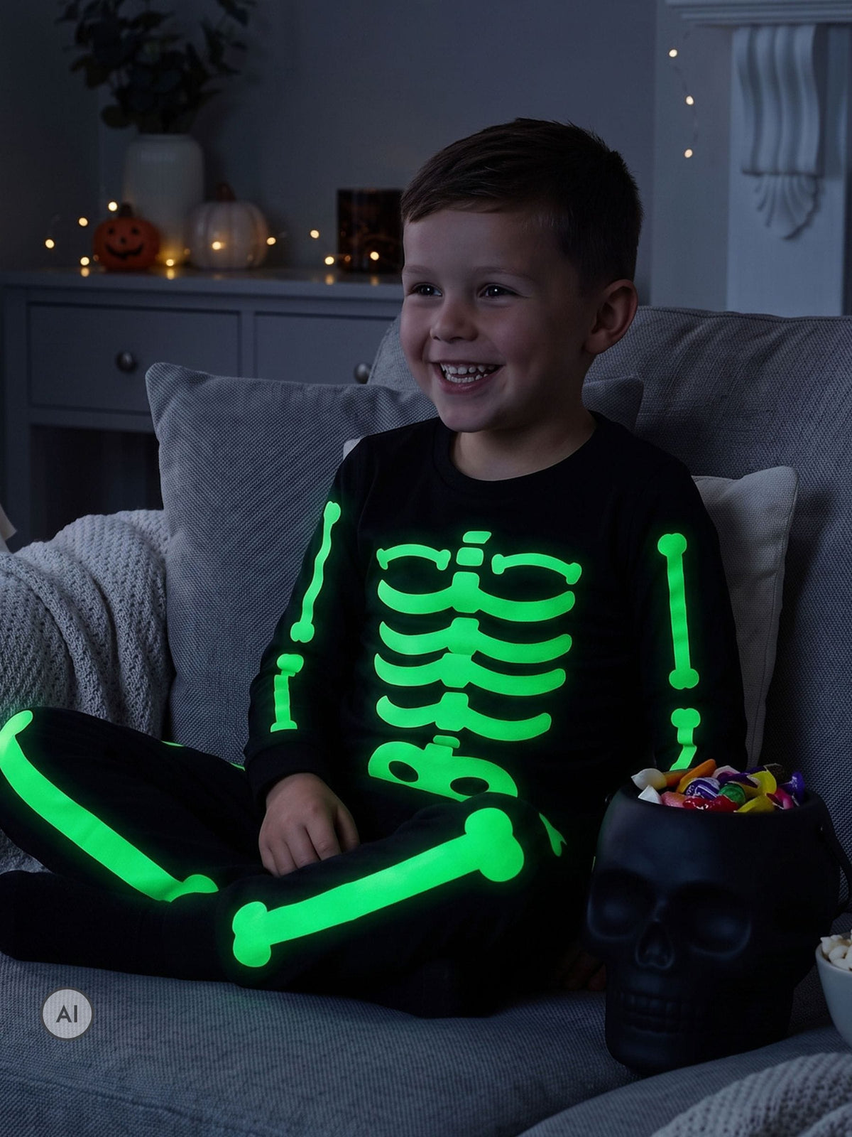 Harry Bear Black Glow In The Dark Pyjamas Skeleton - image 10