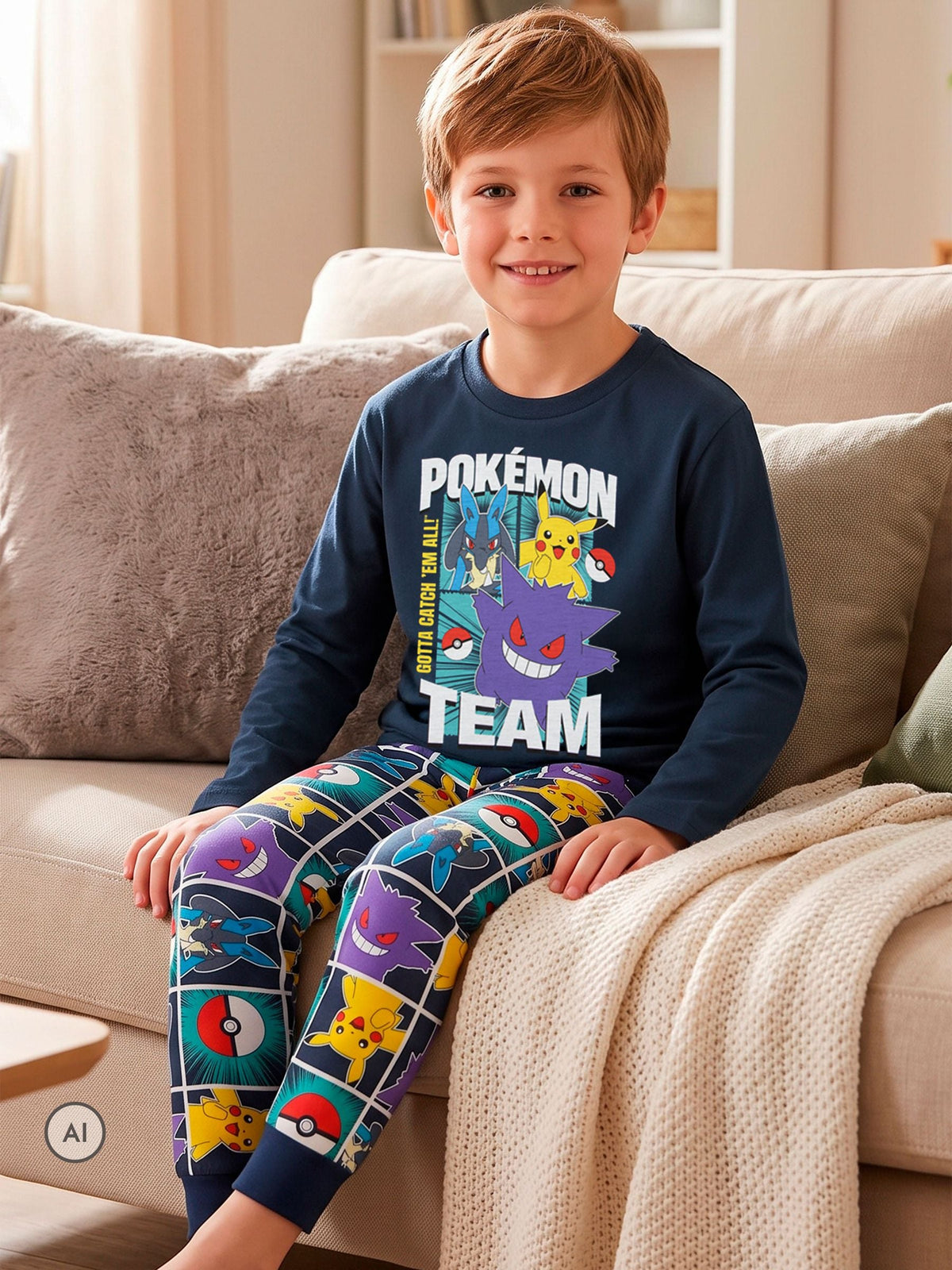 Character Blue Pokemon Long Sleeve Pikachu Pyjamas - image 10