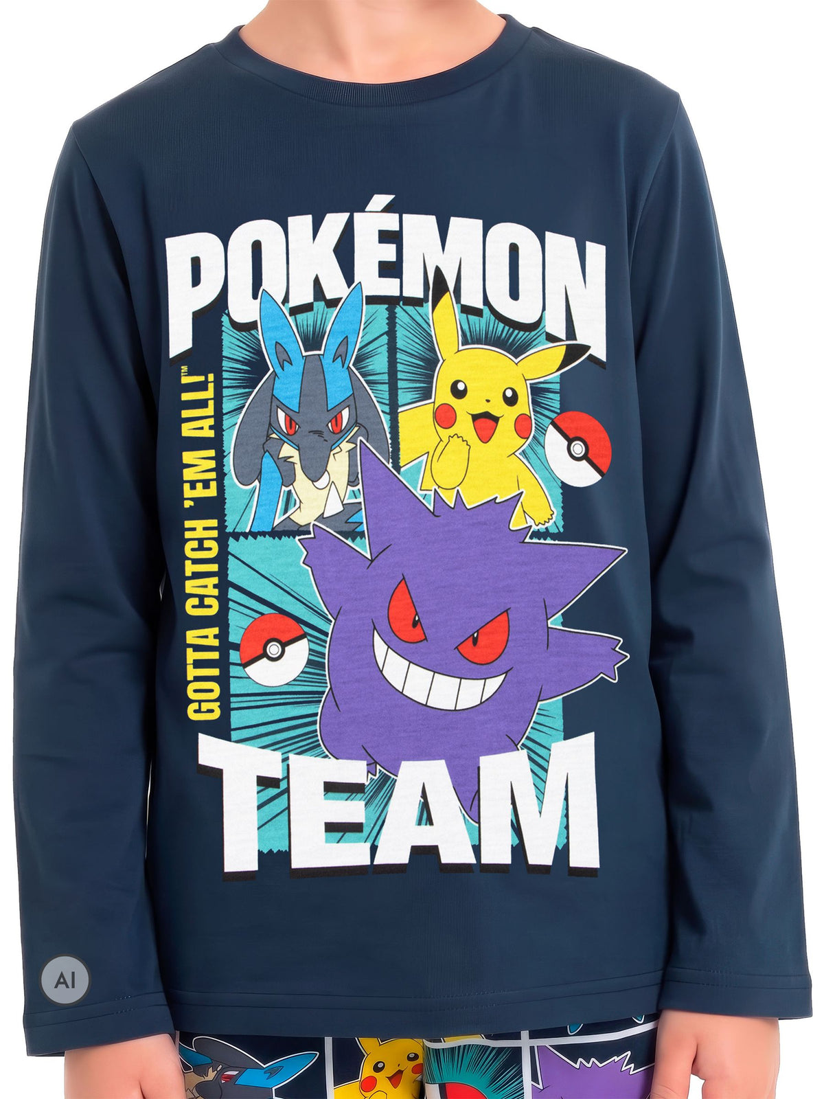 Character Blue Pokemon Long Sleeve Pikachu Pyjamas - image 6