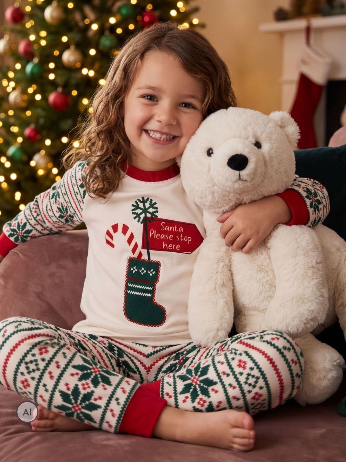 Harry Bear Cream Christmas Stocking Pyjamas - image 1