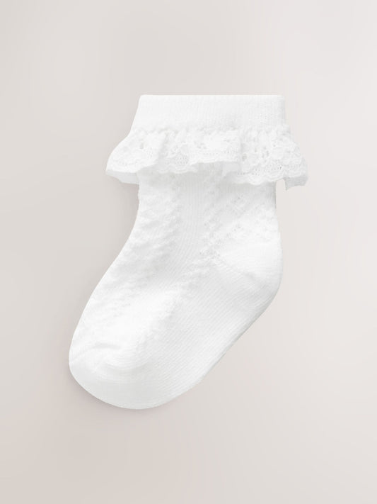 White Lace Baby Socks 7 Pack image 2
