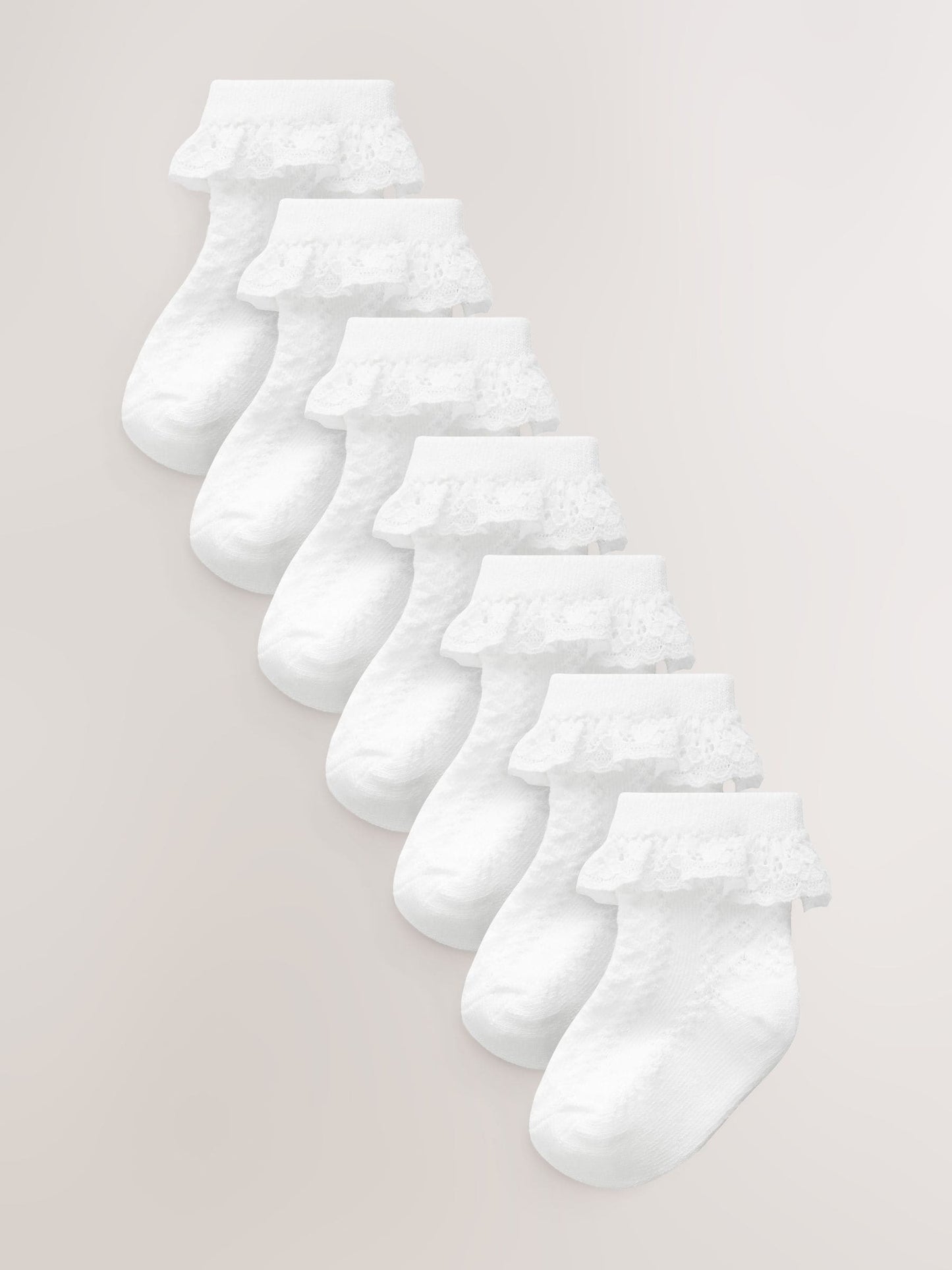 White Lace Baby Socks 7 Pack image 1