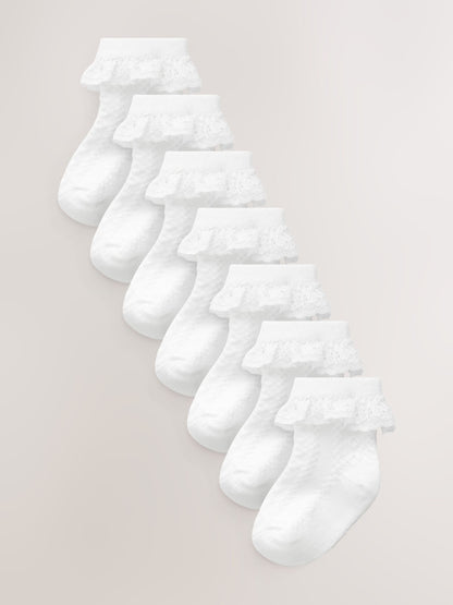 White Lace Baby Socks 7 Pack image 1