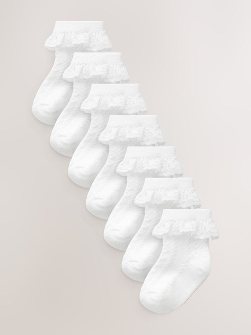 White Lace Baby Socks 7 Pack image 1