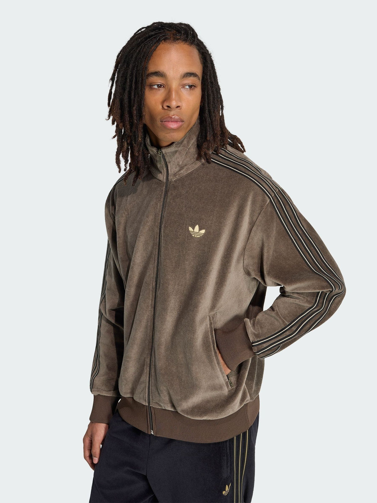 adidas Originals Brown Firebird Velour Track Jacket - image 1