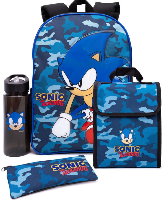 Vanilla Underground Blue Sonic Sonic the Hedgehog Boys Sonic Placement Print And Camo Print 4 Piece Back To School Set image 1