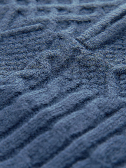 Navy Blue Cable Knit Zip Neck Jumper (3mths-7yrs)