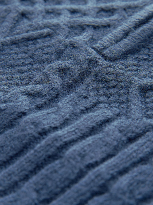 Navy Blue Cable Knit Zip Neck Jumper (3mths-7yrs)