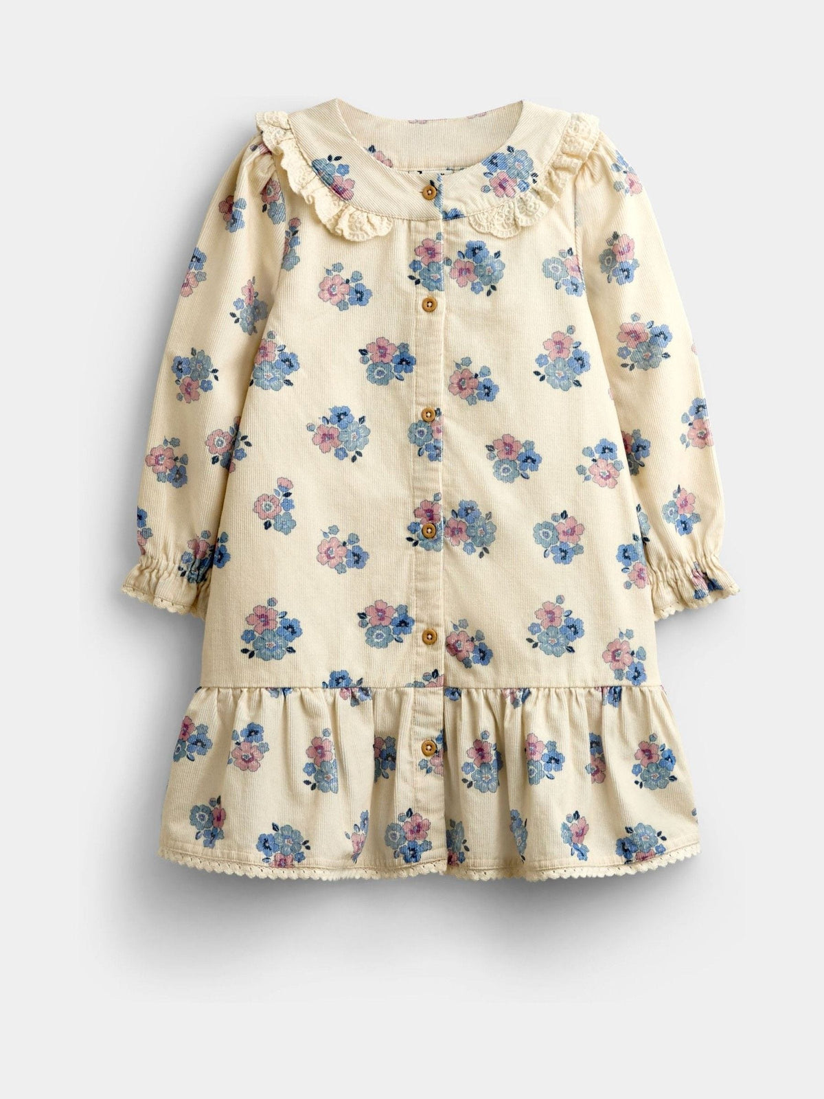JoJo Maman Bébé Cream Floral Printed Cord Drop Waist Dress - image 1