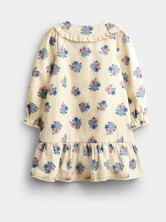 JoJo Maman Bébé Cream Floral Printed Cord Drop Waist Dress - image 2