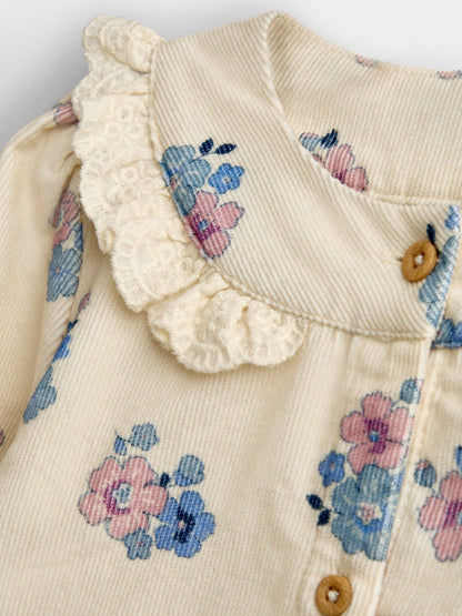 JoJo Maman Bébé Cream Floral Printed Cord Drop Waist Dress - image 3