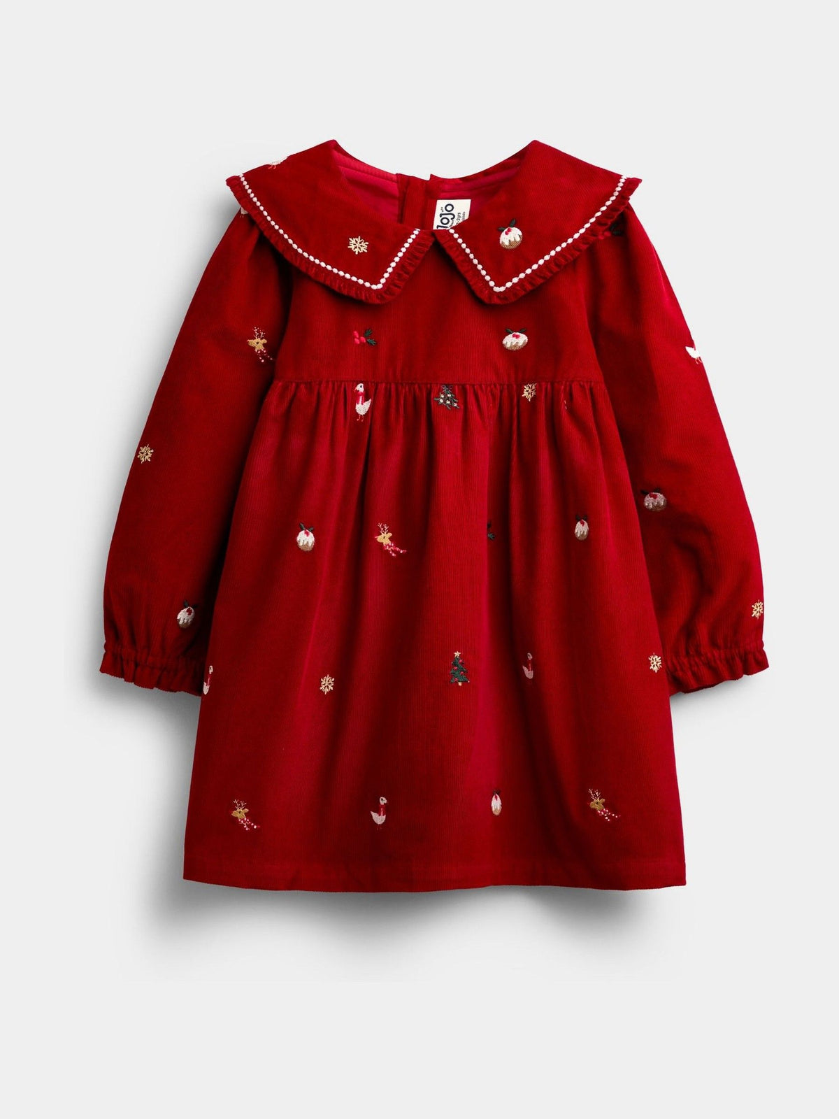 JoJo Maman Bébé Red Christmas Embroidered Cord Dress - image 1