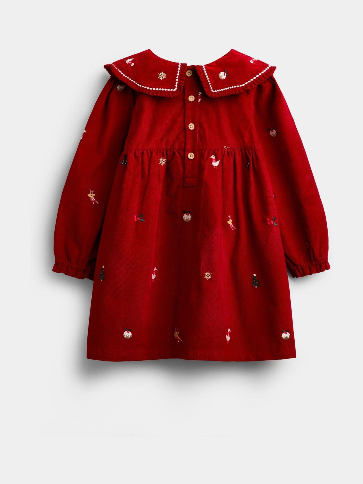 JoJo Maman Bébé Red Christmas Embroidered Cord Dress - image 2