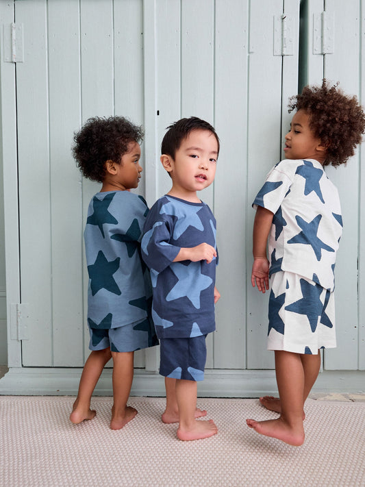 Navy Blue/White Stars Short Pyjamas 3 Pack (9mths-12yrs) image 1