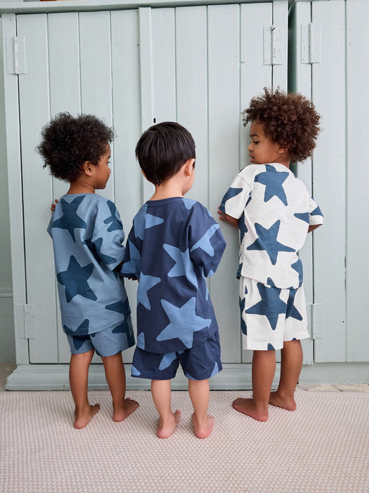 Navy Blue/White Stars Short Pyjamas 3 Pack (9mths-12yrs) image 3