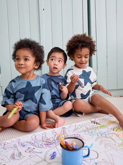 Navy Blue/White Stars Short Pyjamas 3 Pack (9mths-12yrs) image 4