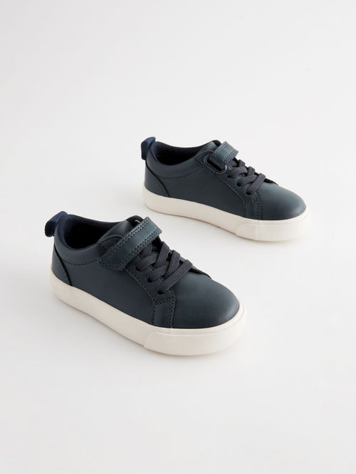 Navy Wide Fit (G) Touch Fastening Elastic Lace Trainers image 1