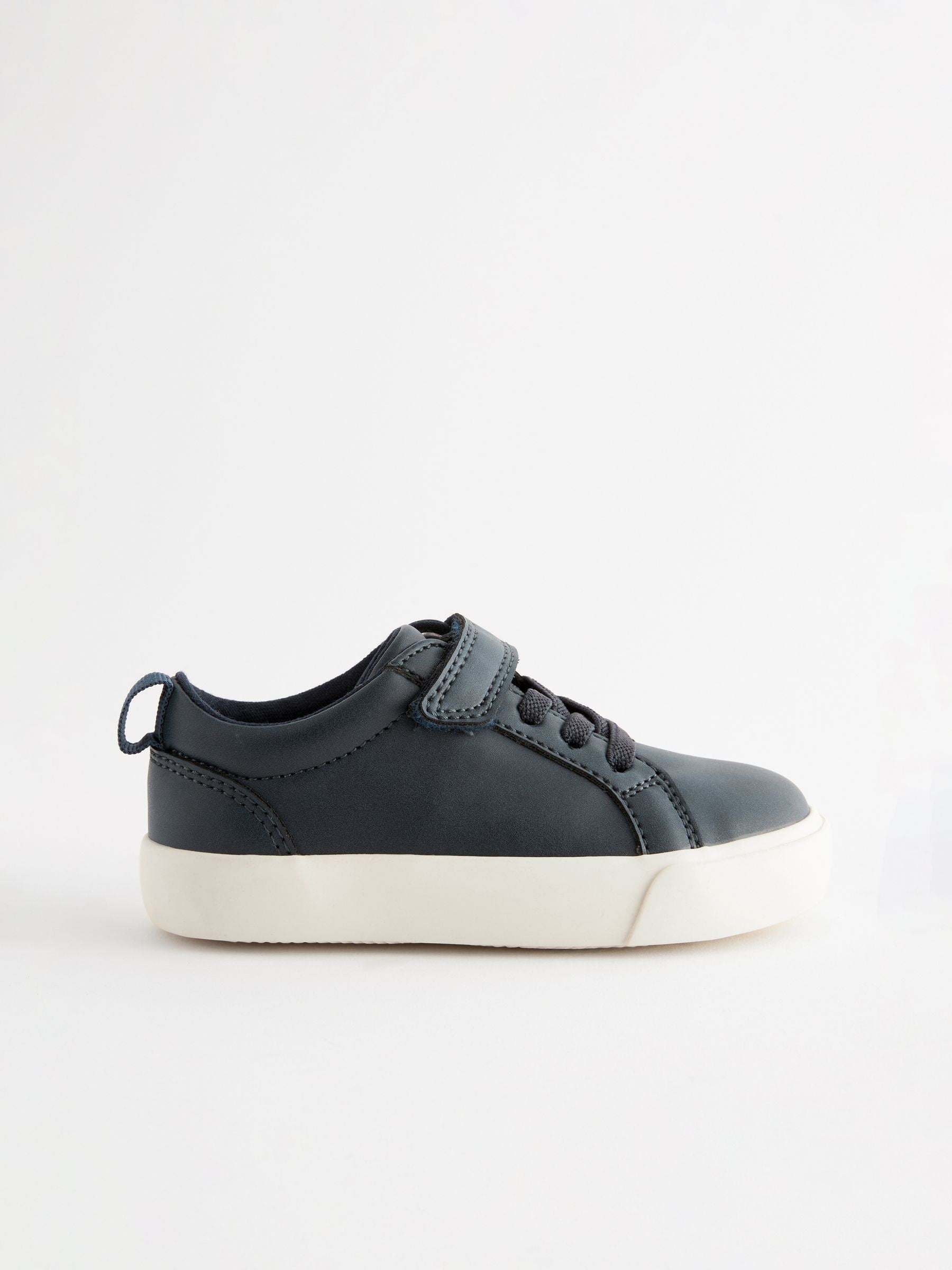 Navy Wide Fit (G) Touch Fastening Elastic Lace Trainers image 2