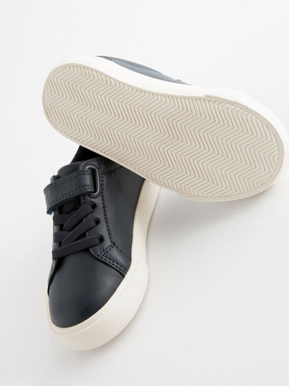 Navy Wide Fit (G) Touch Fastening Elastic Lace Trainers image 5