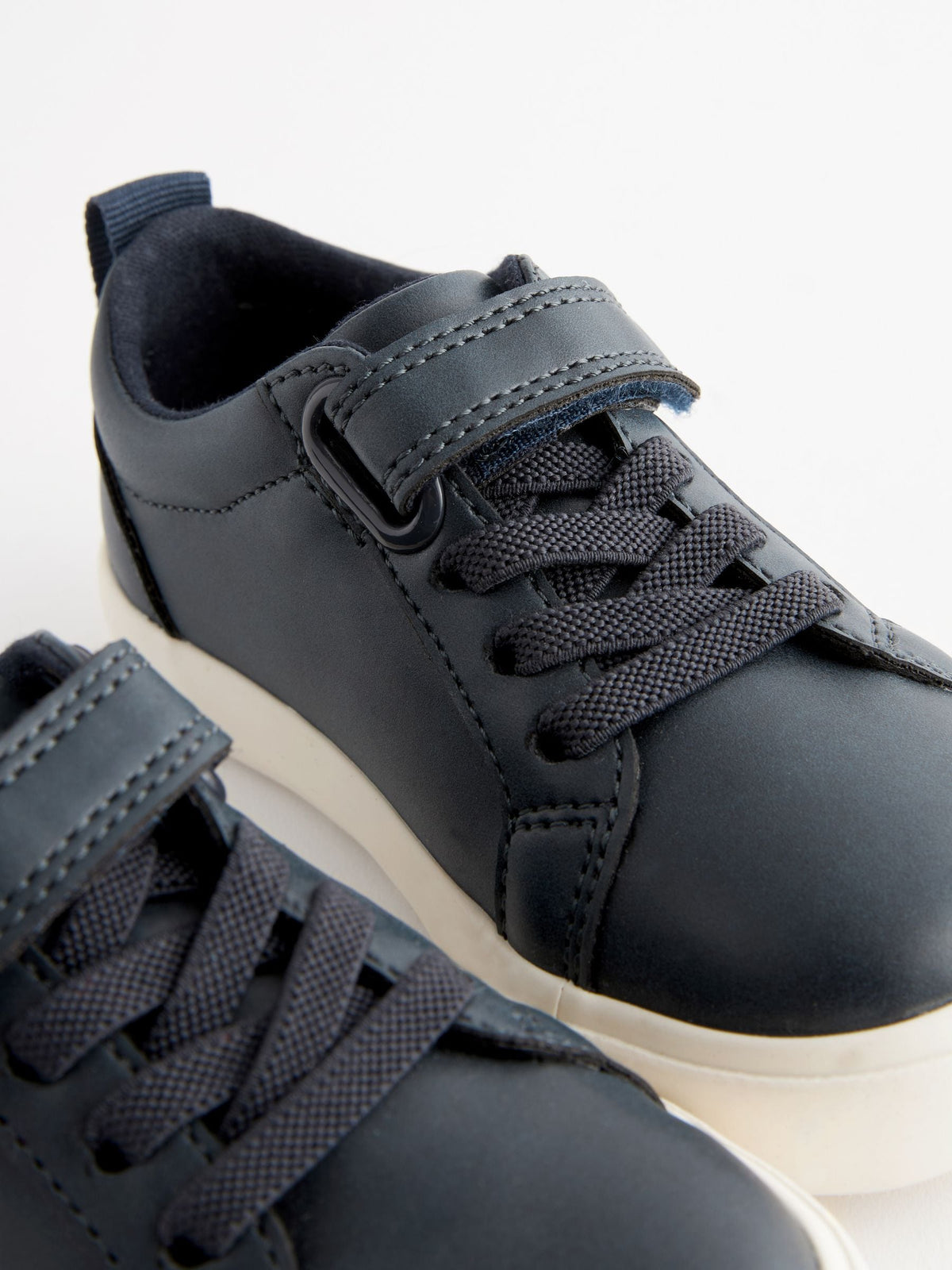Navy Wide Fit (G) Touch Fastening Elastic Lace Trainers image 6
