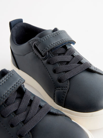 Navy Wide Fit (G) Touch Fastening Elastic Lace Trainers image 6