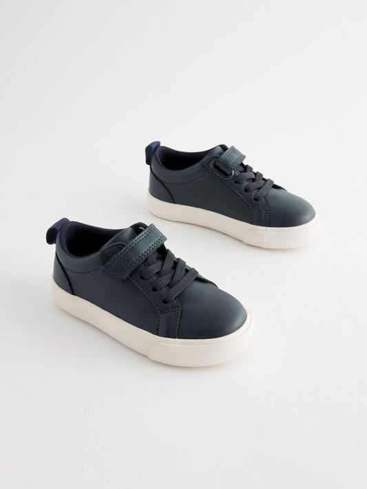 Navy Wide Fit (G) Touch Fastening Elastic Lace Trainers image 1