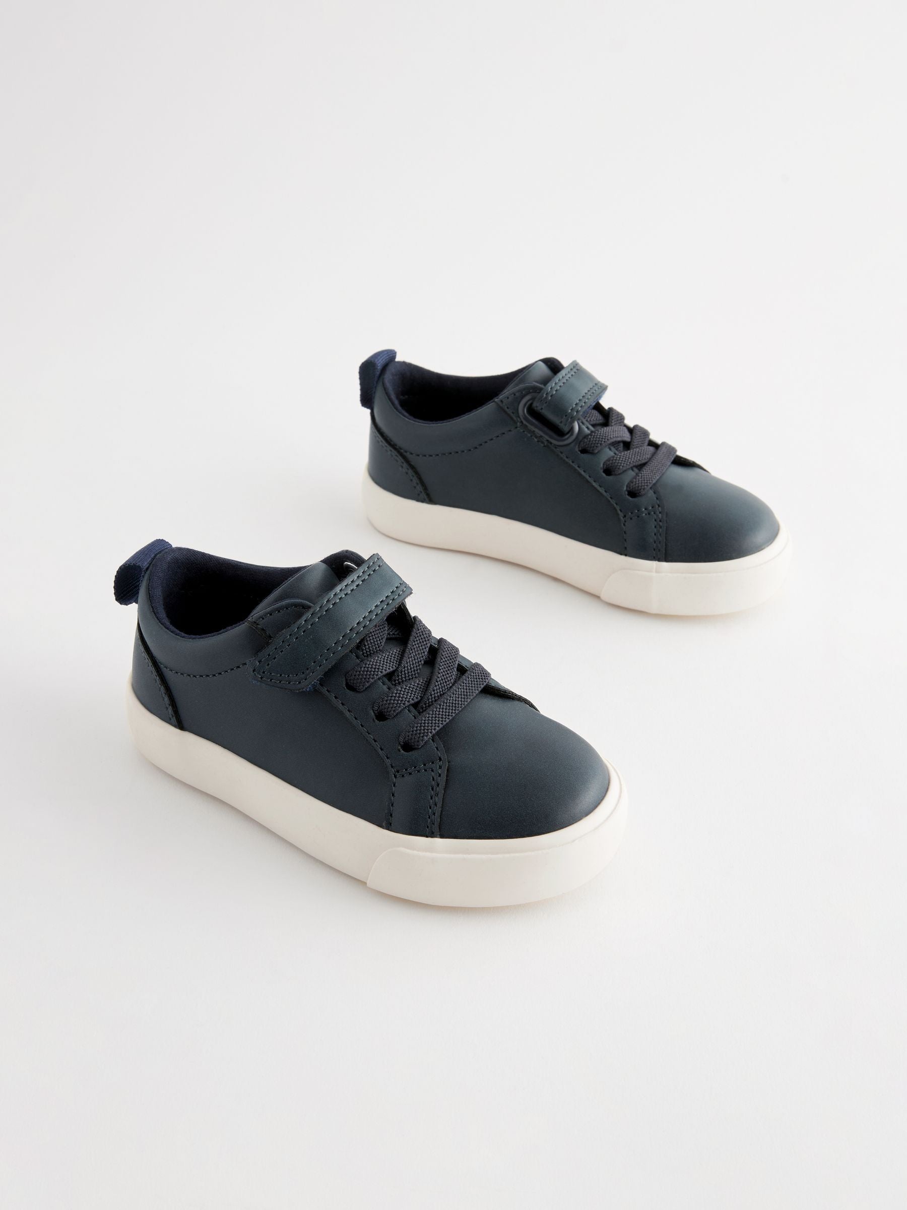 Navy Standard Fit (F) Touch Fastening Elastic Lace Trainers image 1
