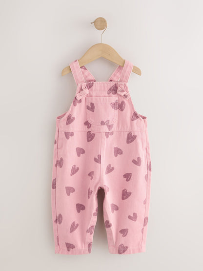 Pink Heart Print Denim Dungarees (3mths-7yrs) - image 5