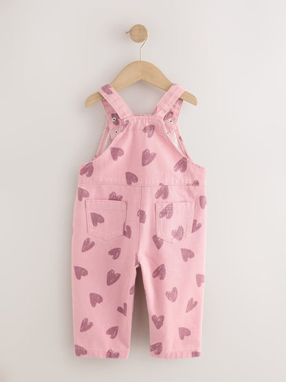 Pink Heart Print Denim Dungarees (3mths-7yrs) - image 6