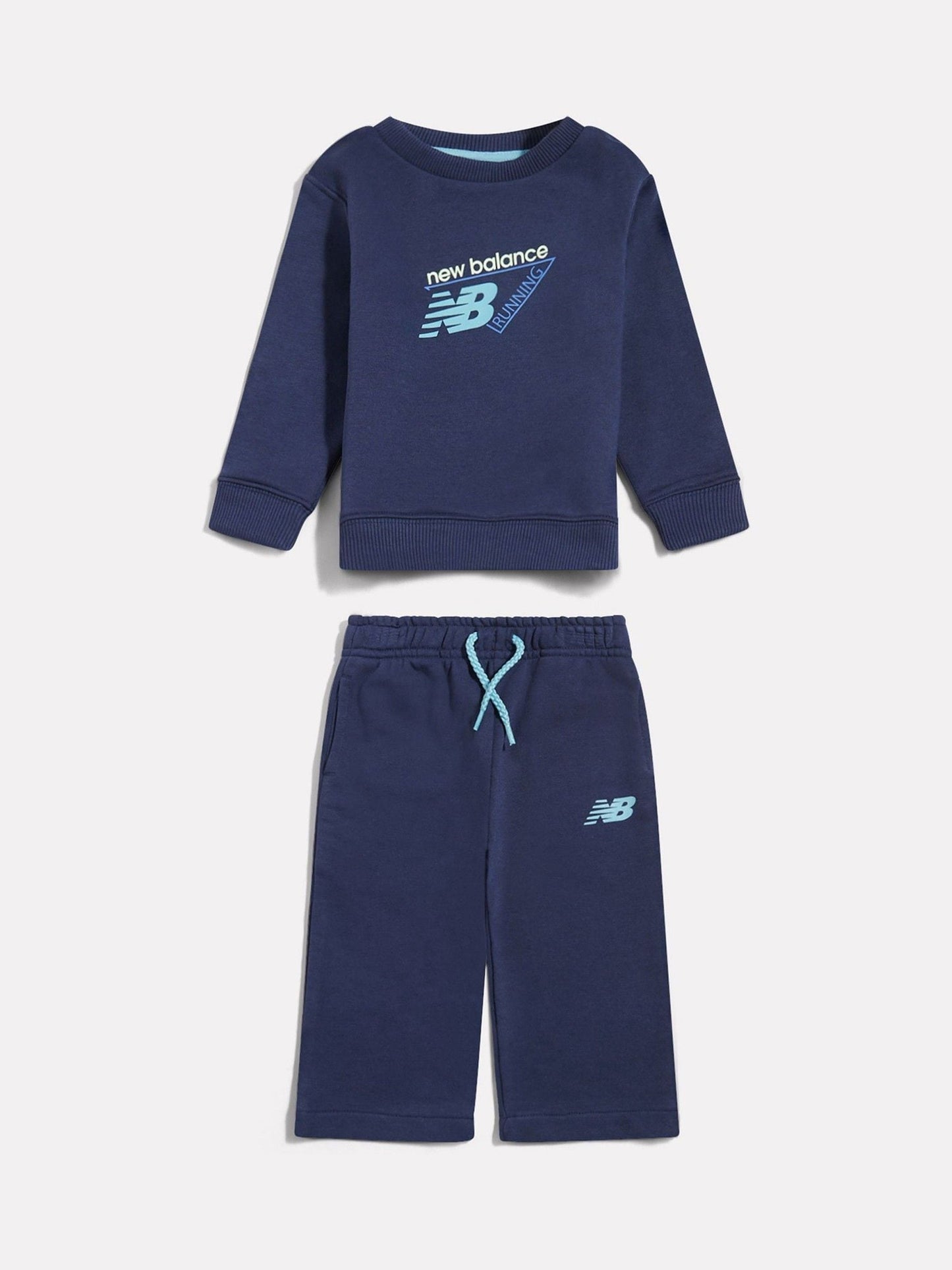 New Balance Blue Running French Terry Crew And Straight Joggers Set image 1