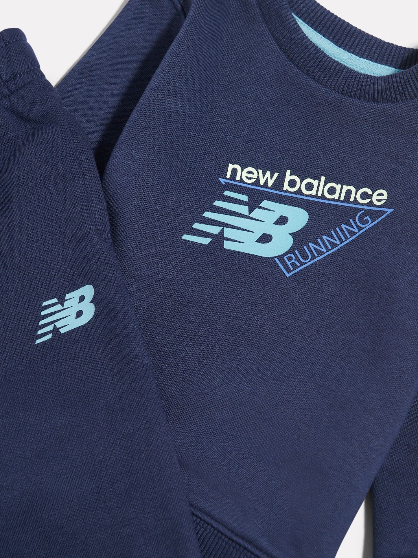 New Balance Blue Running French Terry Crew And Straight Joggers Set image 3