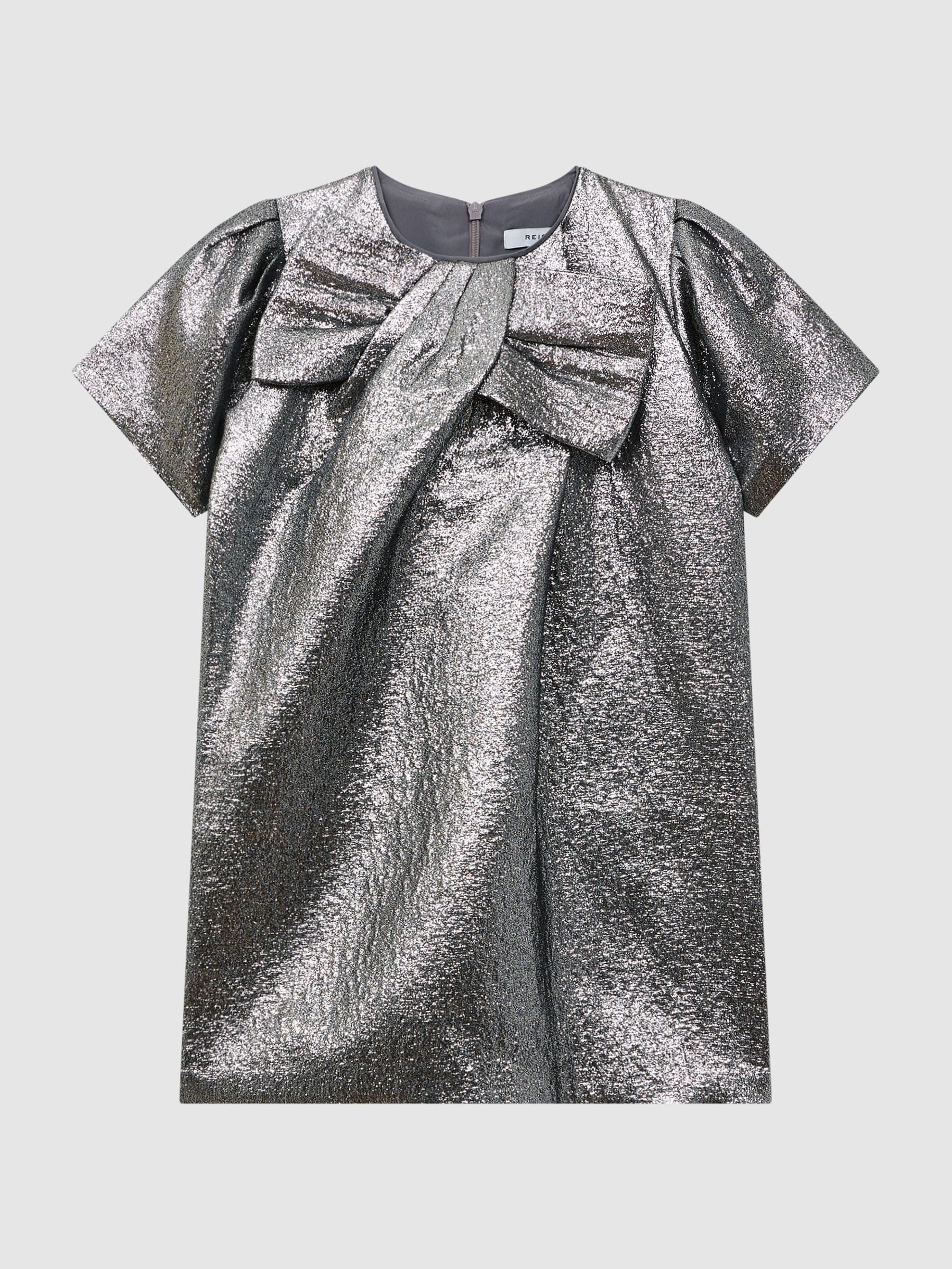 Dsiney Kidz - Reiss Silver Franny Metallic Bow Dress image 2
