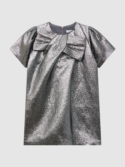 Dsiney Kidz - Reiss Silver Franny Metallic Bow Dress image 2