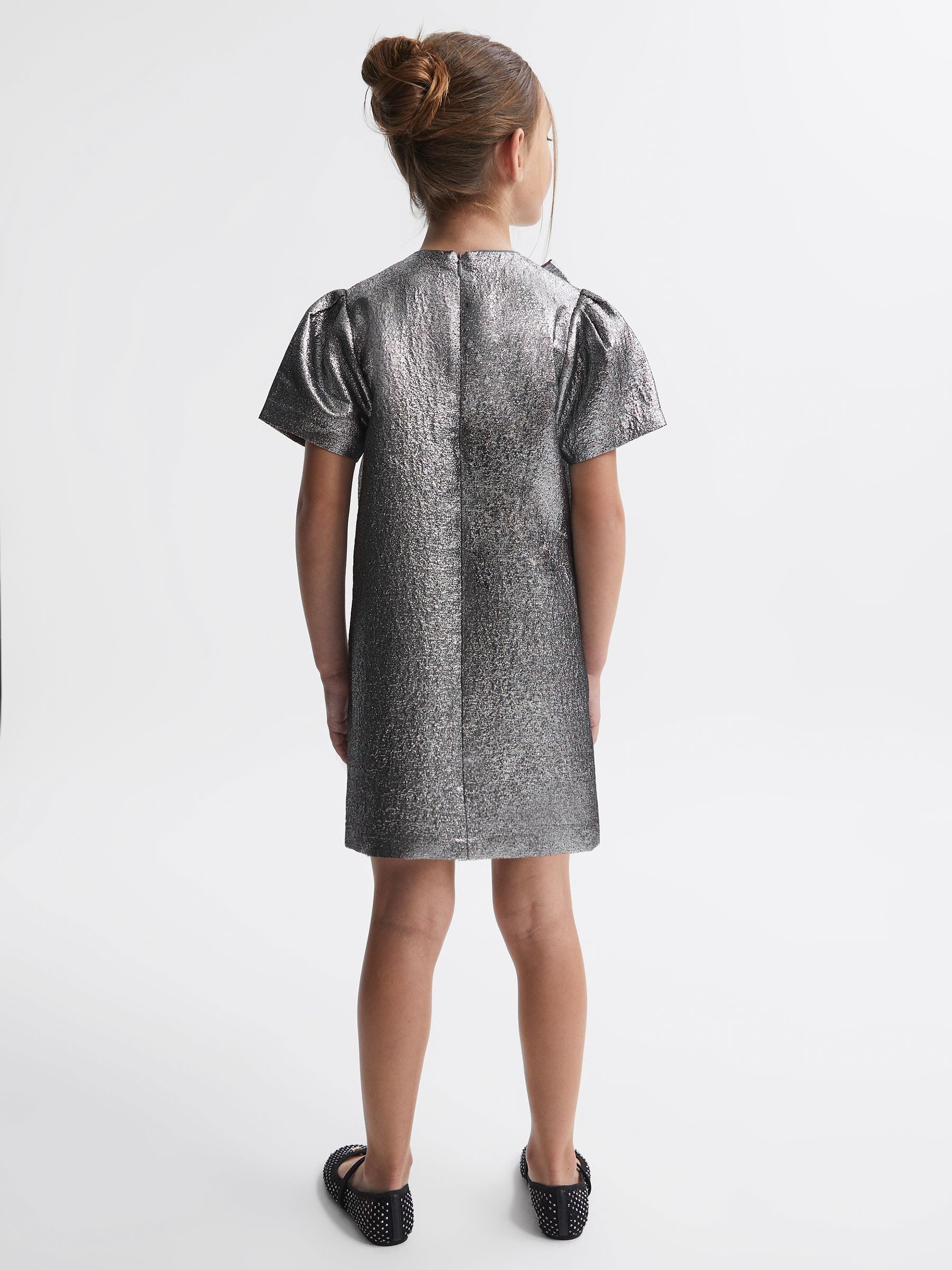 Dsiney Kidz - Reiss Silver Franny Metallic Bow Dress image 5