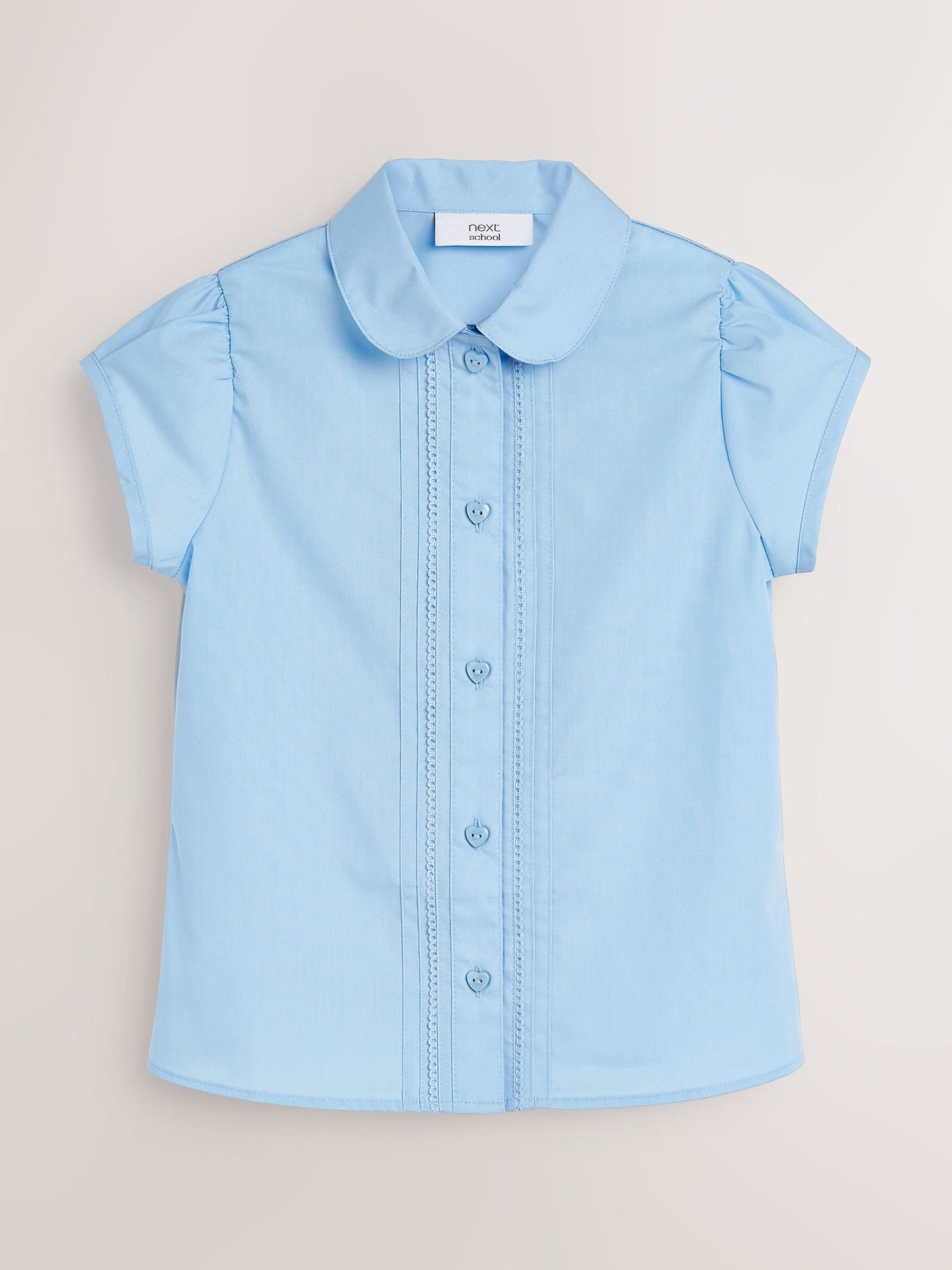 Dsiney Kidz - Blue Regular Fit Girls Puff Sleeve Lace Trim School Blouse (3-14yrs) image 6