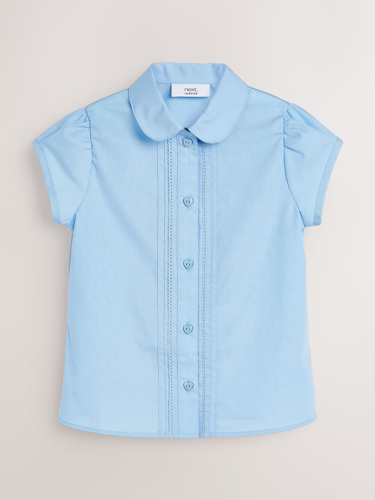 Dsiney Kidz - Blue Regular Fit Girls Puff Sleeve Lace Trim School Blouse (3-14yrs) image 6