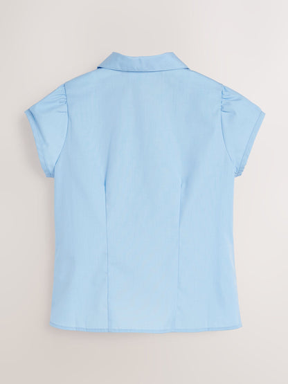 Dsiney Kidz - Blue Regular Fit Girls Puff Sleeve Lace Trim School Blouse (3-14yrs) image 7