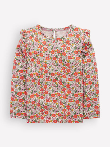 Dsiney Kidz - Boden Cream Frill Sleeve Slub Top image 1