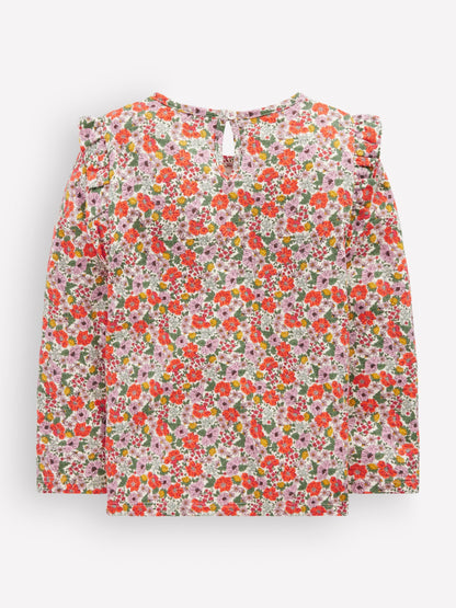 Dsiney Kidz - Boden Cream Frill Sleeve Slub Top image 2