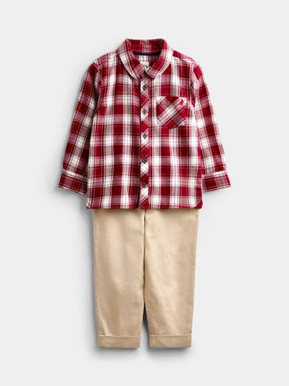 JoJo Maman Bébé Dark Red Check Shirt & Trouser Set - image 2