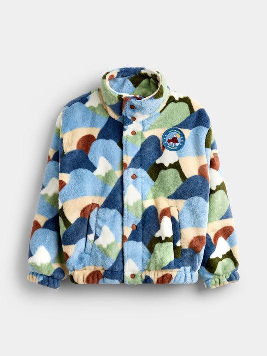 JoJo Maman Bébé Blue Abstract Mountain Borg Fleece Jacket - image 1