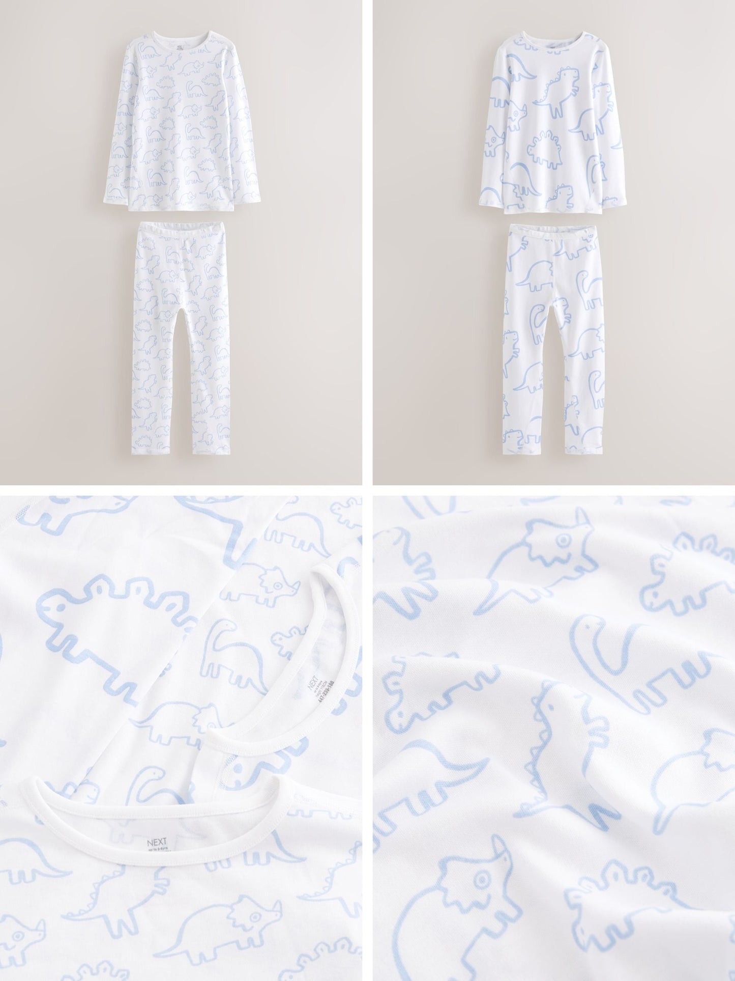 Blue Dinosaur Print Kind to Skin Pyjamas 2 Pack (9mths-12yrs) image 3