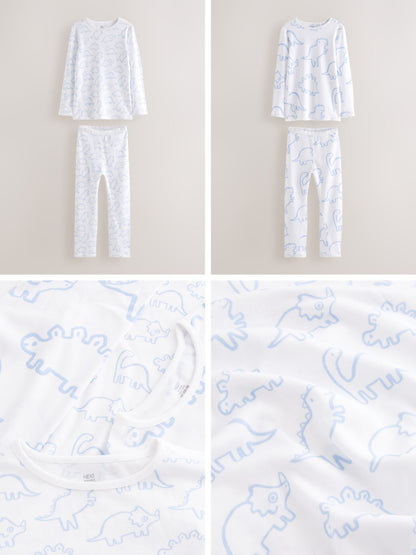 Blue Dinosaur Print Kind to Skin Pyjamas 2 Pack (9mths-12yrs) image 3