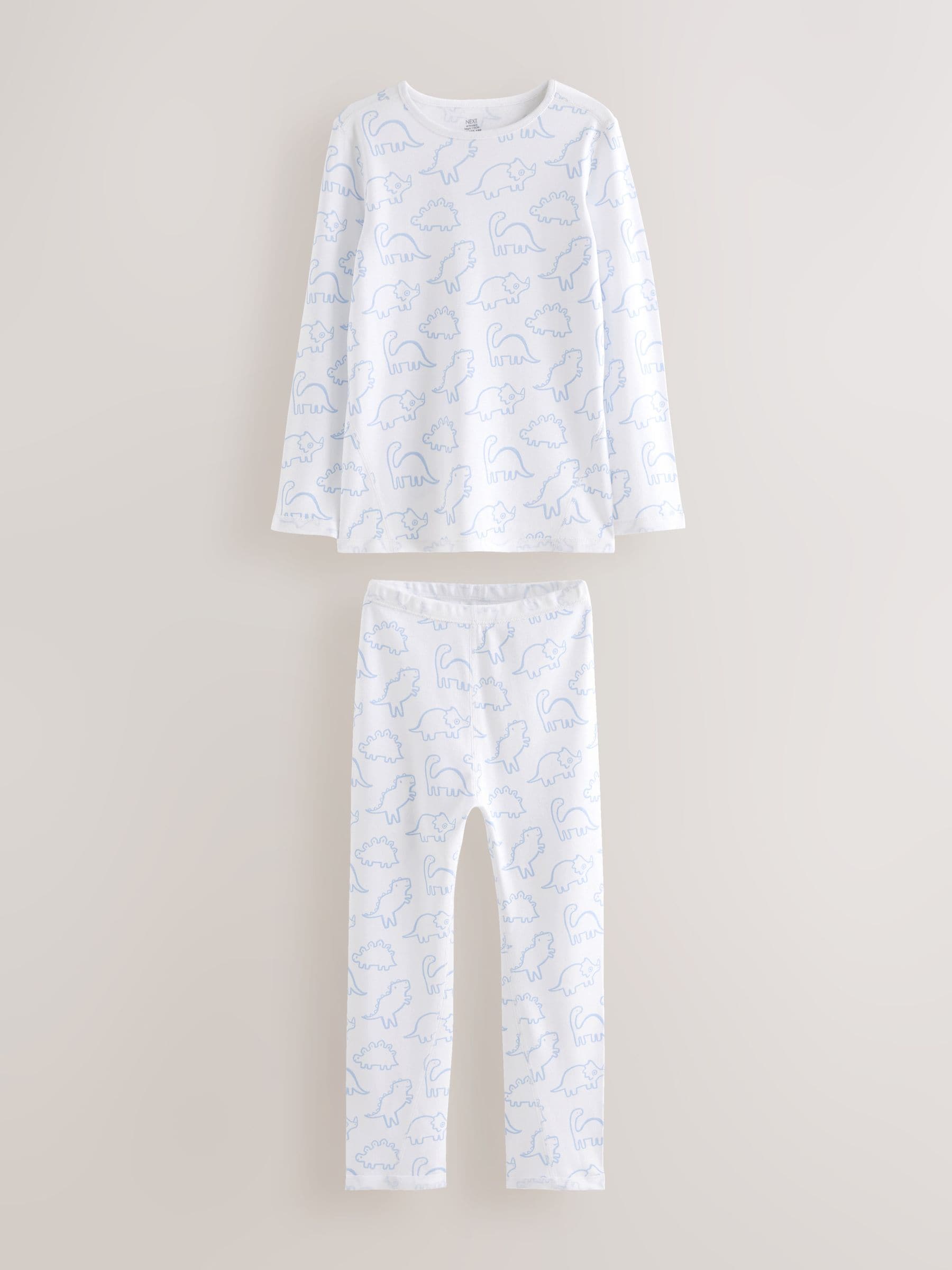 Blue Dinosaur Print Kind to Skin Pyjamas 2 Pack (9mths-12yrs) image 4